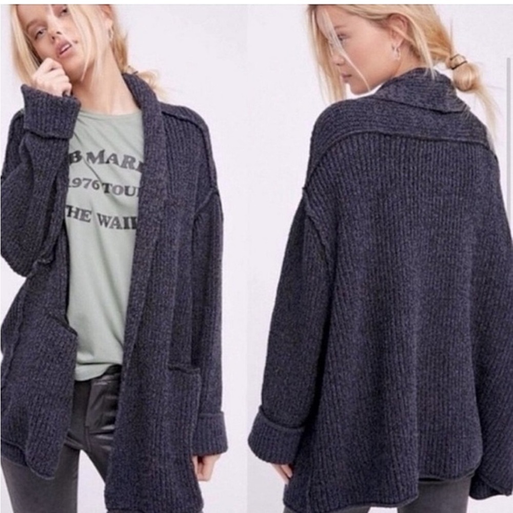Free People Charcoal Gray Cardigan Sweater
